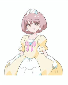 プリンセス（イエロー） 人物,女の子,イエロー,プリンセス,ドレス,ティアラ,お姫様,ファンタジー,コスプレ,ファッションのイラスト素材