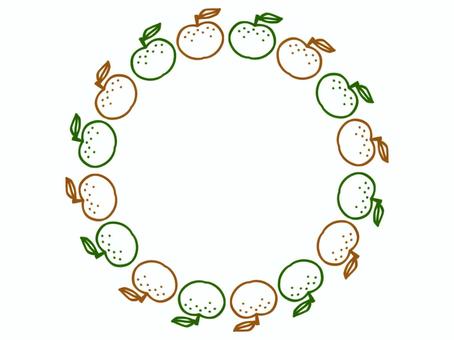 梨のフレ−ム 梨,なし,フレーム,ポストカード,メッセージカード,飾り枠,あしらい,青梨,緑,赤梨のイラスト素材