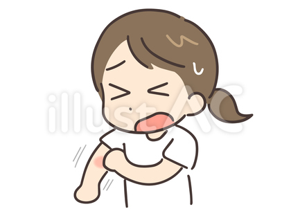 赤くなった腕を掻く女性
