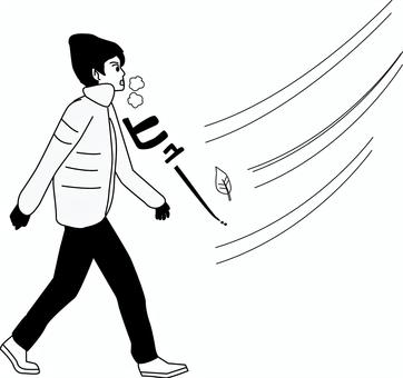冬の歩行者 冬,風,吹く,歩行者,息,白い,人物,横向き,冬服,若いのイラスト素材