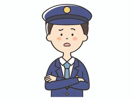 困った表情の男性警察官 困る,不安,悩む,警察官,考える,心配,不満,疑問,警察,警官のイラスト素材