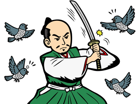 織田信長とホトトギス-2 織田,信長,ホトトギス,不如帰,狂歌,三英傑,偉人,大名,武将,武士のイラスト素材