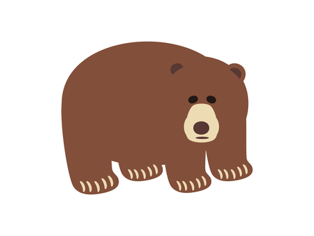 茶色い熊のイラスト素材1 熊,くま,危険,野生,動物,爪,大きい,茶色,ヒグマ,出没のイラスト素材