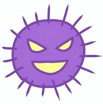 ウイルスのアイコン紫 ウイルス,菌,病気,医療,アイコン,かわいい,予防,対策,手書きのイラスト素材