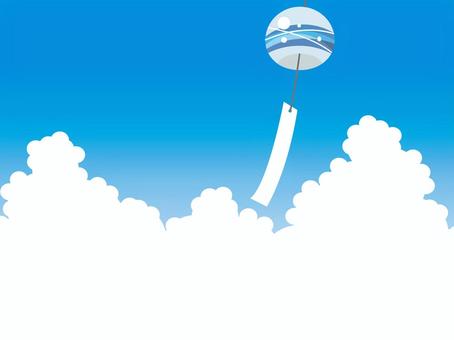 Illustration, cloud cover, wind chimes, blue sky, 