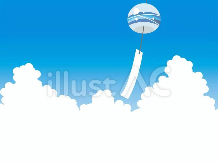 風鈴 入道雲,風鈴,青空のイラスト素材