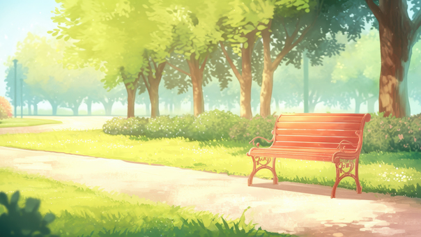 A park bench on a calm afternoon, gentle, afternoon, park, JPG