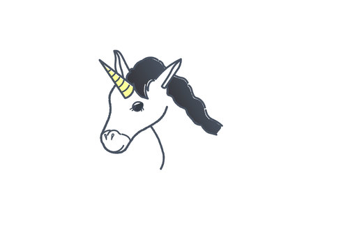 ユニコーン（シンプルカラー） ユニコーン,午年,年賀状,おしゃれ,かわいい,線画,ゆめかわ,シンプル,素材のイラスト素材