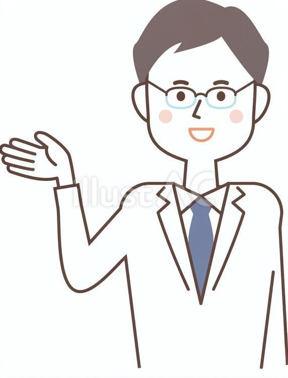 案内する白衣の女性 案内,手かざし,左のイラスト素材