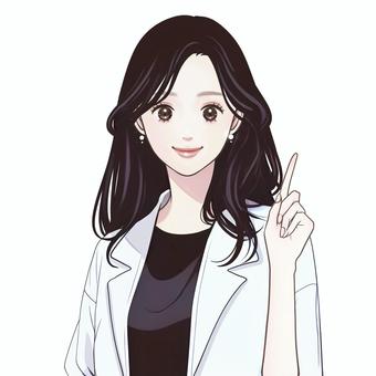 白衣の女性イラスト素材 白衣の女性イラスト素材 指差し,ポイント,解説のイラスト素材