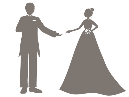 Simple wedding illustration, bridegroom, bride, male, JPG and PNG