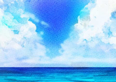 Illustration, sea, sky, summer, JPG and AI