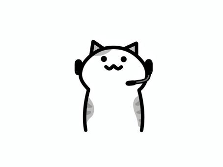 コールセンターで働く猫１　イラスト素材 コールセンター,オペレーター,対応,仕事,業務,ねこ,働く,イラスト,かわいい,ゆるいのイラスト素材