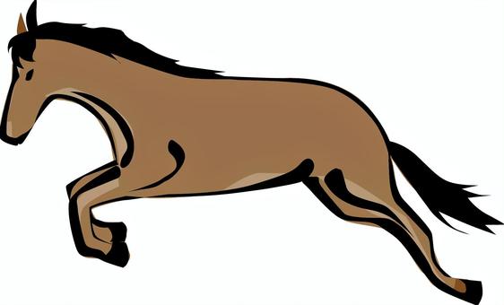 馬ジャンプ　 馬,野生,横向き,走る,ジャンプ,躍動,動物,干支,筆絵のイラスト素材