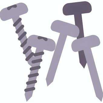 【そのまま使える】ネジと釘 【そのまま使える】ネジと釘 ネジ,釘,作業,工作,diy,部品,複数,5本,アイコン,素材のイラスト素材
