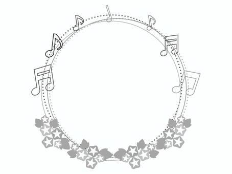 夏の音楽・朝顔と音符の丸型フレーム 朝顔,フレーム,音符,枠,音楽,飾り枠,夏休み,夏,7月,8月のイラスト素材