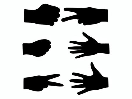 インジャンのシルエット インジャン,グー,チョキ,勝負,手,手描き,シルエット,黒のイラスト素材