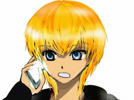 Illustration, blond hair, juvenile, smartphone, JPG and PNG