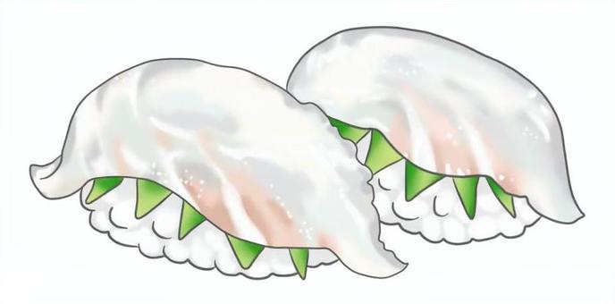 寿司ネタのイラスト　ヒラメ ヒラメ,寿司,握り,食べ物,料理,献立,メニュー,和食,魚,海産物のイラスト素材