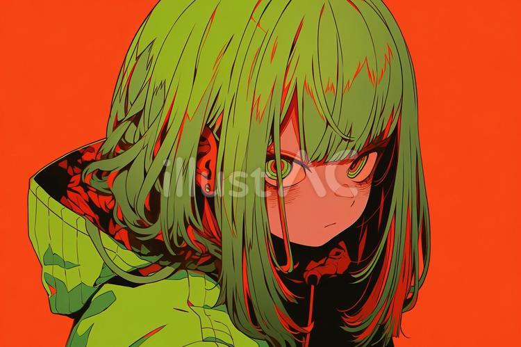 睨む女の子 怒る,睨む,女の子のイラスト素材