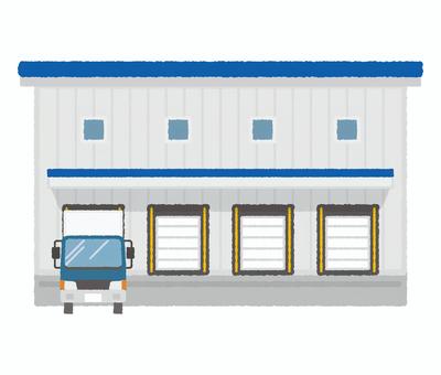 物流倉庫とトラック 物流倉庫とトラック 物流倉庫,物流センター,倉庫,流通,運送,輸送,保管,バース,トラックバース,トラックのイラスト素材