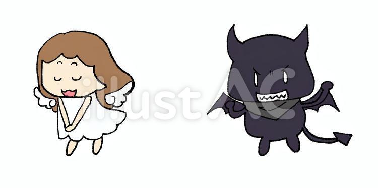 天使と悪魔　セット 天使,悪魔,セットのイラスト素材