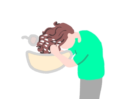 髪を濡らす人 人,女性,髪の毛,長髪,癖毛,カーリーヘア,シャワー,ウエットヘア,スタイリング,オリジナルのイラスト素材