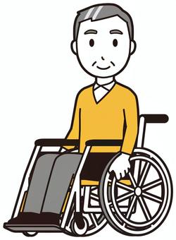 ニット中年男性(黄)-294-全身  ニット中年男性(黄)-294-全身 車いす,おじさん,男性,中年,お父さん,パパ,シニア,ミドルエイジ,人物,かわいいのイラスト素材