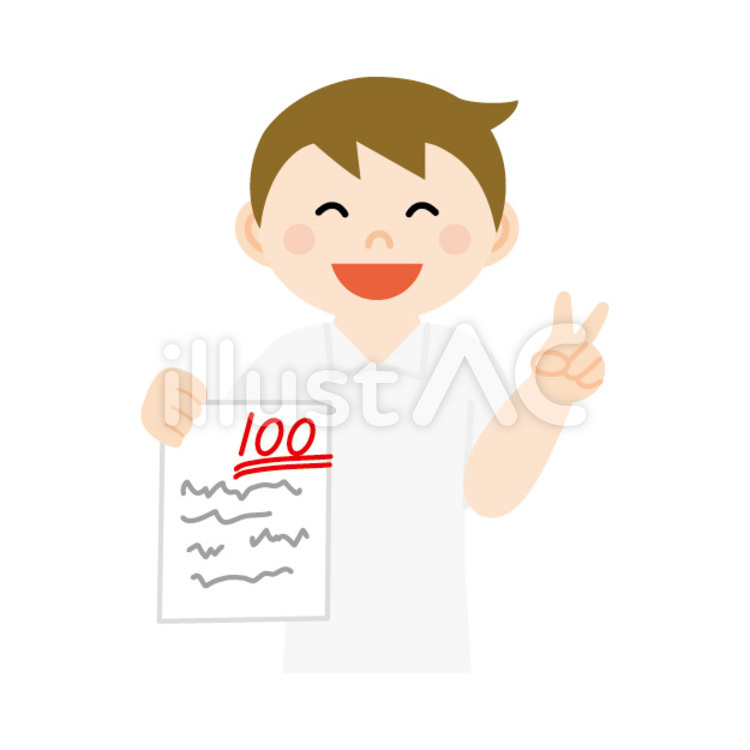 テストで100点をとった男子 男子,学生,テストのイラスト素材
