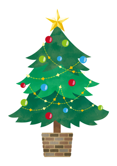 クリスマスツリー クリスマスツリー,クリスマス,もみの木,飾り,オーナメント,星,木,可愛い,パーティー,クリスマスイブのイラスト素材