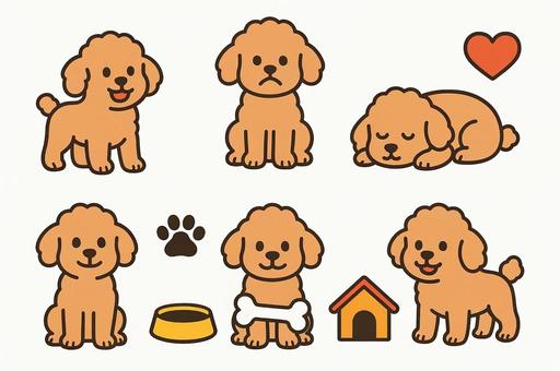犬の生活アイコンセット(トイプードル)