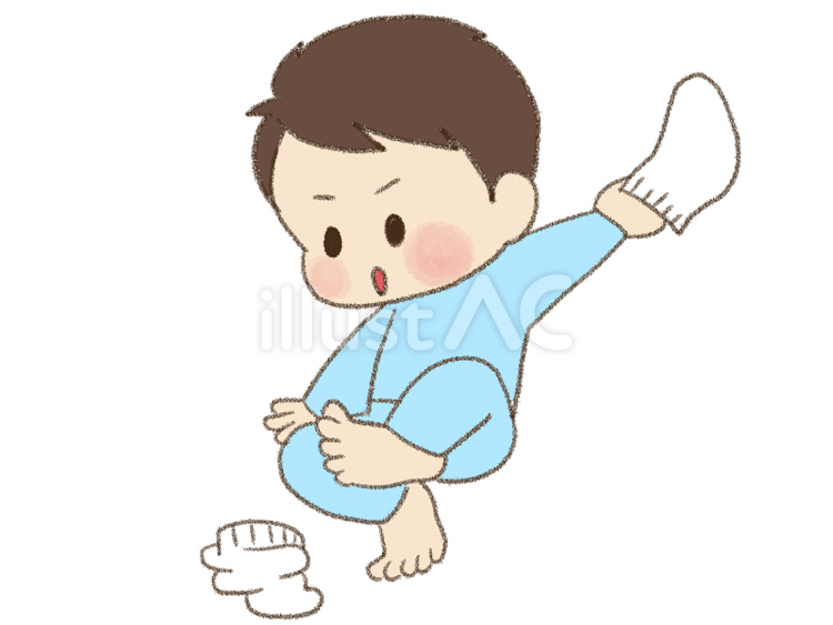 靴下をぬぐ男の子 視覚支援,お支度ボード,絵カードのイラスト素材