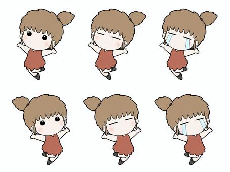 Illustration, female, whole body, 2 head, 