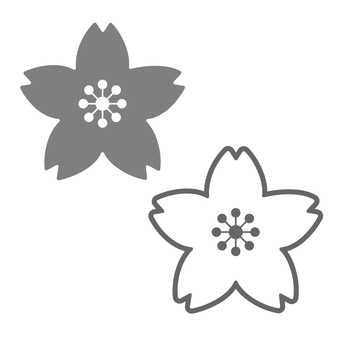 白黒の桜の花びらのイラスト 白黒,簡単,桜,サクラ,さくら,無料,シンプル,春,かわいい,花のイラスト素材