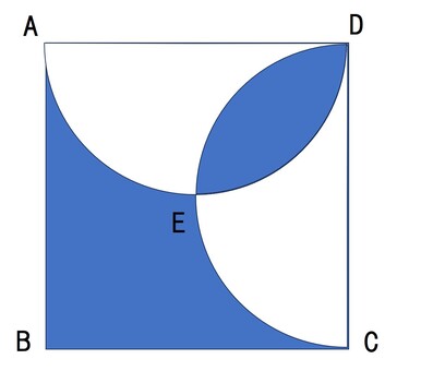 正方形と半円の重なり面積問題 算数,図形,小学生,テスト,中学受験,正方形,半円,面積のイラスト素材