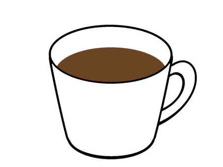 白いカップにはいったコーヒー コーヒー,飲み物,珈琲,ドリンク,ブラックコーヒー,カフェイン,喫茶店,休憩,イラスト,シンプルのイラスト素材