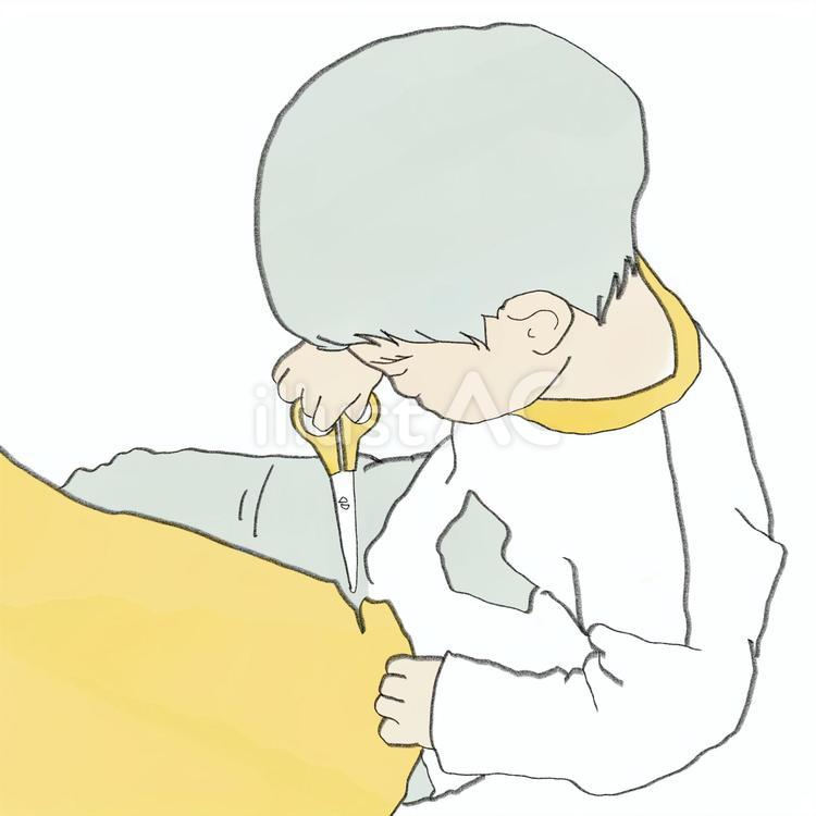 ハサミを練習する子供 子供,1歳児,2歳児のイラスト素材