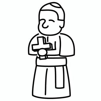 チェスのビショップ（司教）　線画 ビショップ,チェス,駒,ボードゲーム,中世,ヨーロッパ,人,歴史,司教,僧侶のイラスト素材