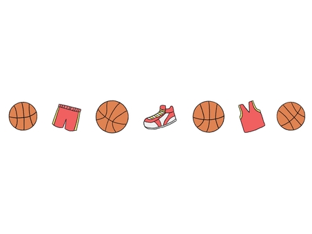 バスケットボール(装飾ライン) スポーツ,バスケットボール,パステル,カラフル,シンプル,かわいい,おしゃれ,カード,チラシ,おたよりのイラスト素材