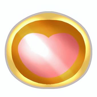 Gold badge with a picture of a heart, badge, heart, fashionable, JPG and PNG