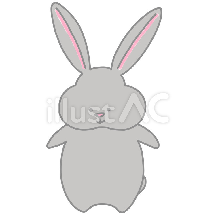 うさぎ（グレー）-スマイル うさぎ,かわいい,シンプルのイラスト素材