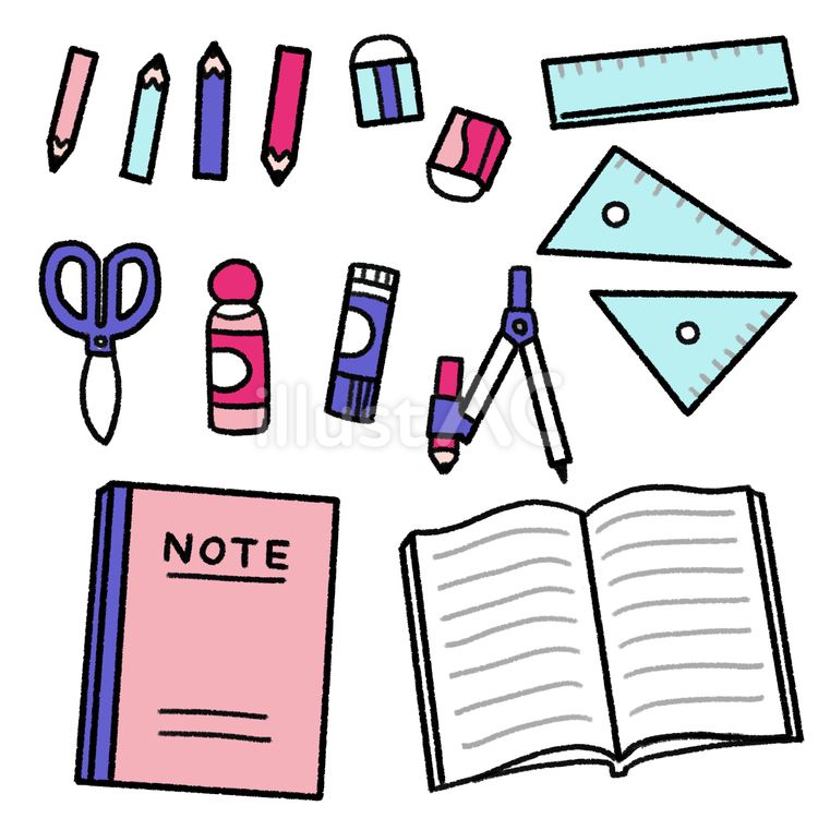 小学生の勉強用文房具セット 小学生,文房具,文具のイラスト素材