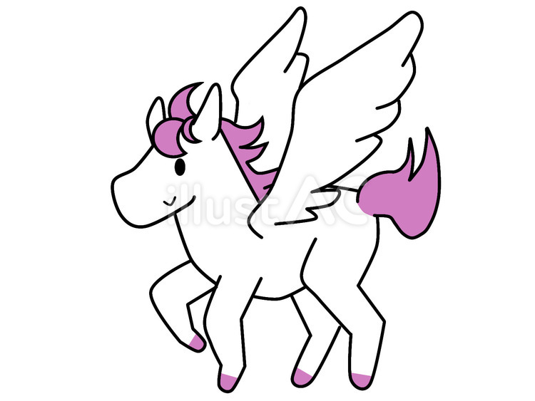 ペガサス　ピンク ペガサス,馬,架空のイラスト素材