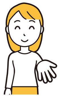  ロングヘア女性(黄)-015-バスト ください,笑顔,女性,女の子,人物,かわいい,微笑む,にっこり,ニコニコ,ちょうだいのイラスト素材