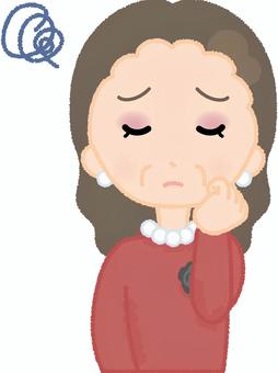 中年女性悩む 女性,悩む,考える,不満,困る,モヤモヤ,中年,おばさん,マダム,ケバいのイラスト素材