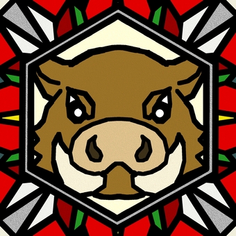 シームレスなモザイク　干支　亥　o 亥,猪,イノシシ,干支,動物,正月,年賀状,カラフル,華やか,明るいのイラスト素材