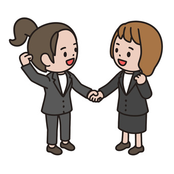 握手する人 握手,挑戦,目標,決意,友情,元気,仲間,笑顔,女性,スーツのイラスト素材