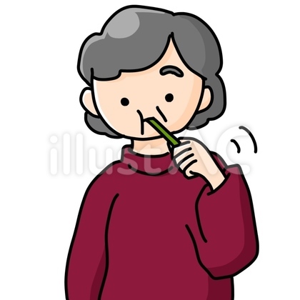 老人(女性)が歯を磨くイラスト