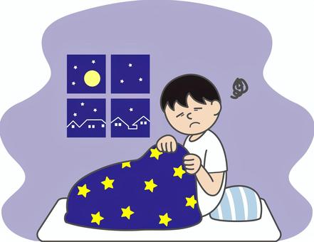 睡眠不足の男の子 男の子,男性,子供,少年,ティーン,不眠,月,満月,睡眠不足,深夜のイラスト素材