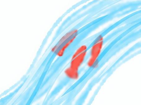 三匹の金魚 金魚,魚,生き物,川,水彩,シンプル,水のイラスト素材